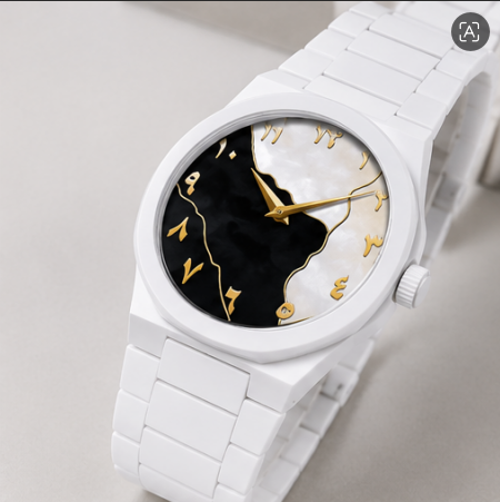 Arabic aura white luxury watch